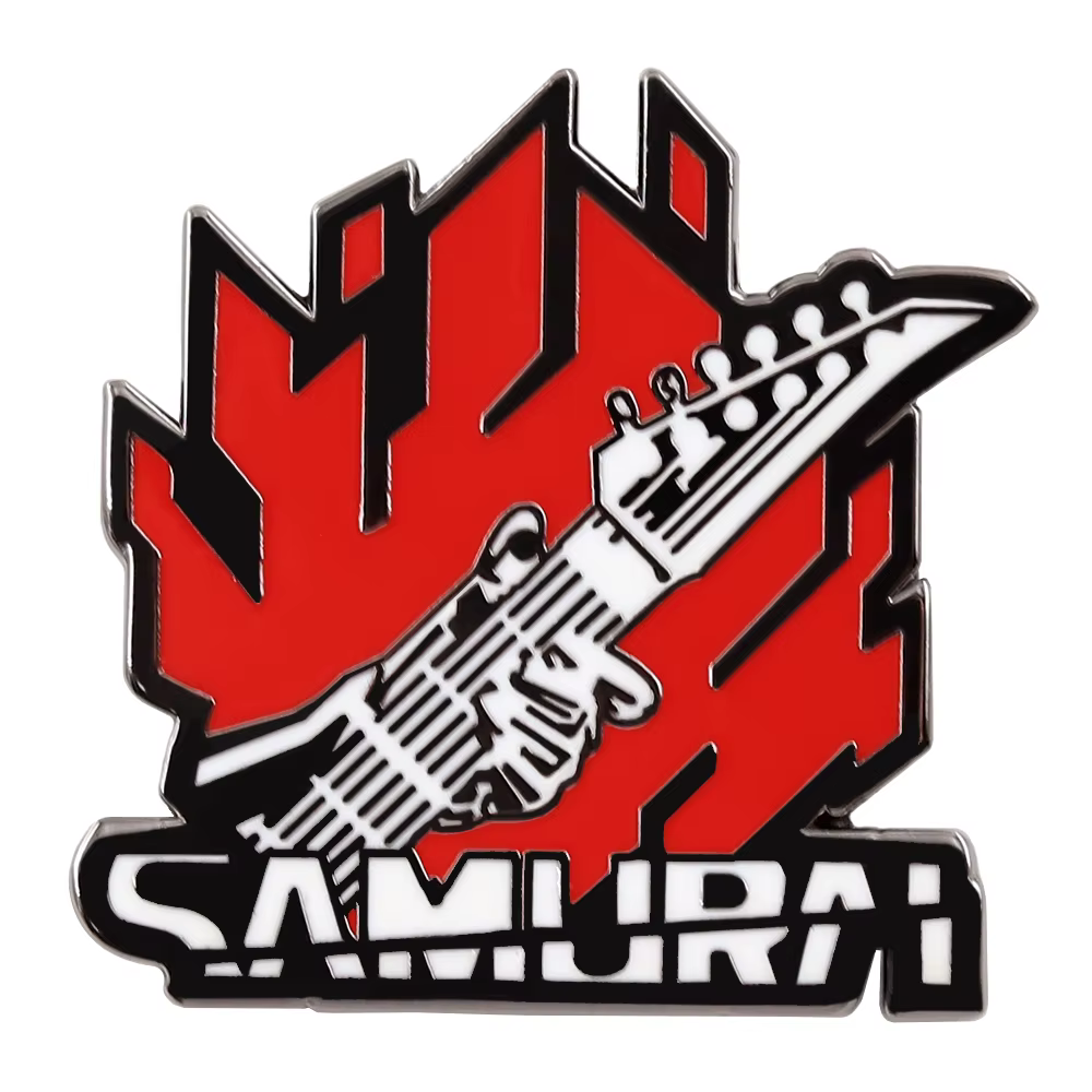 Punk 2077 samouraï-guitare Logo émail broche Anime périphérique métal épinglette accessoire de mode 