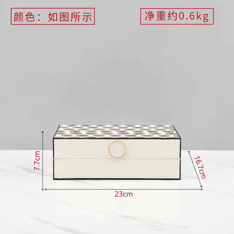 Boîte à bijoux rectangulaire en cuir à pois pour rangement, conteneur de bureau, organisateur de bij