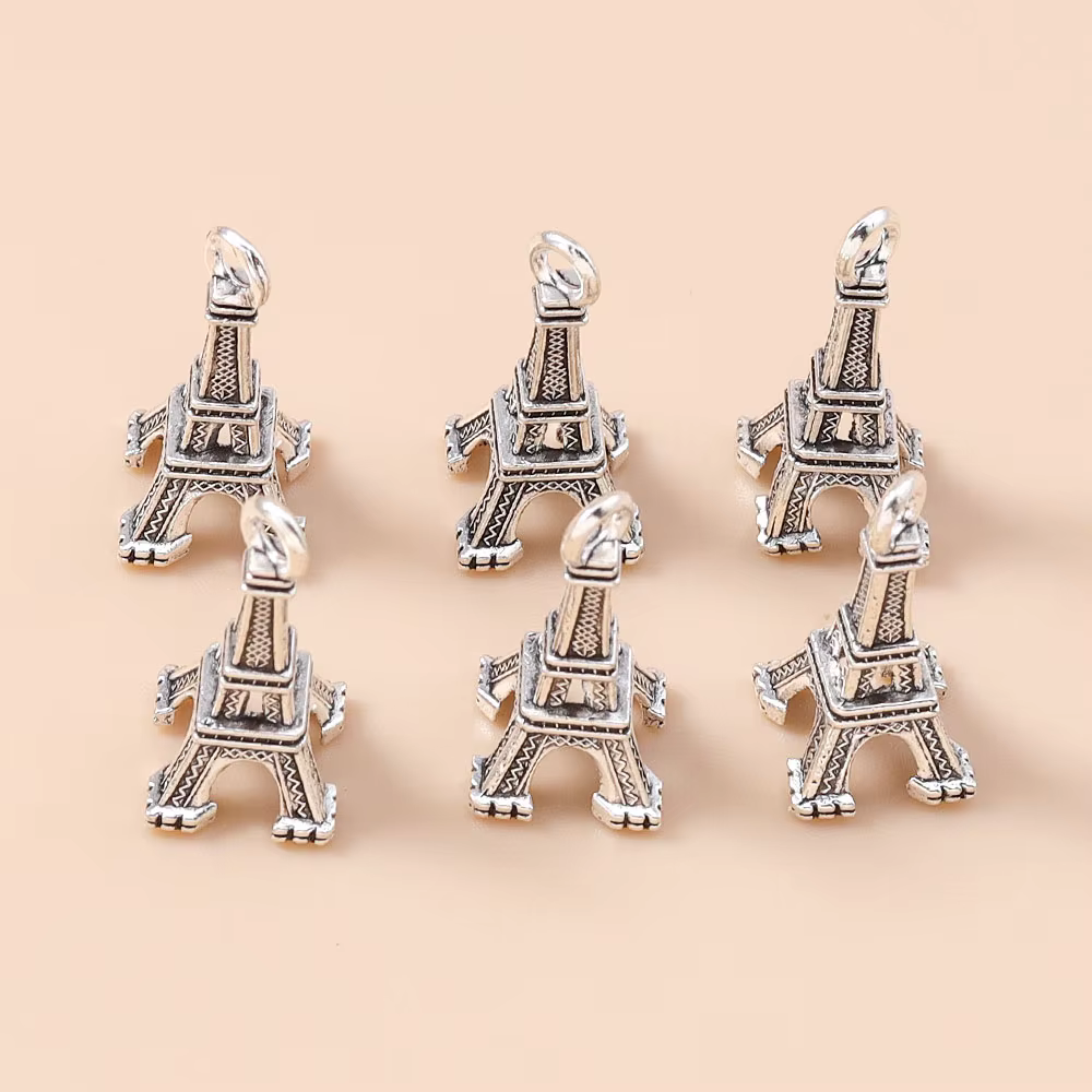 Leslie 30 pièces breloques de tour Eiffel en métal couleur argent Antique pour la fabrication de bij