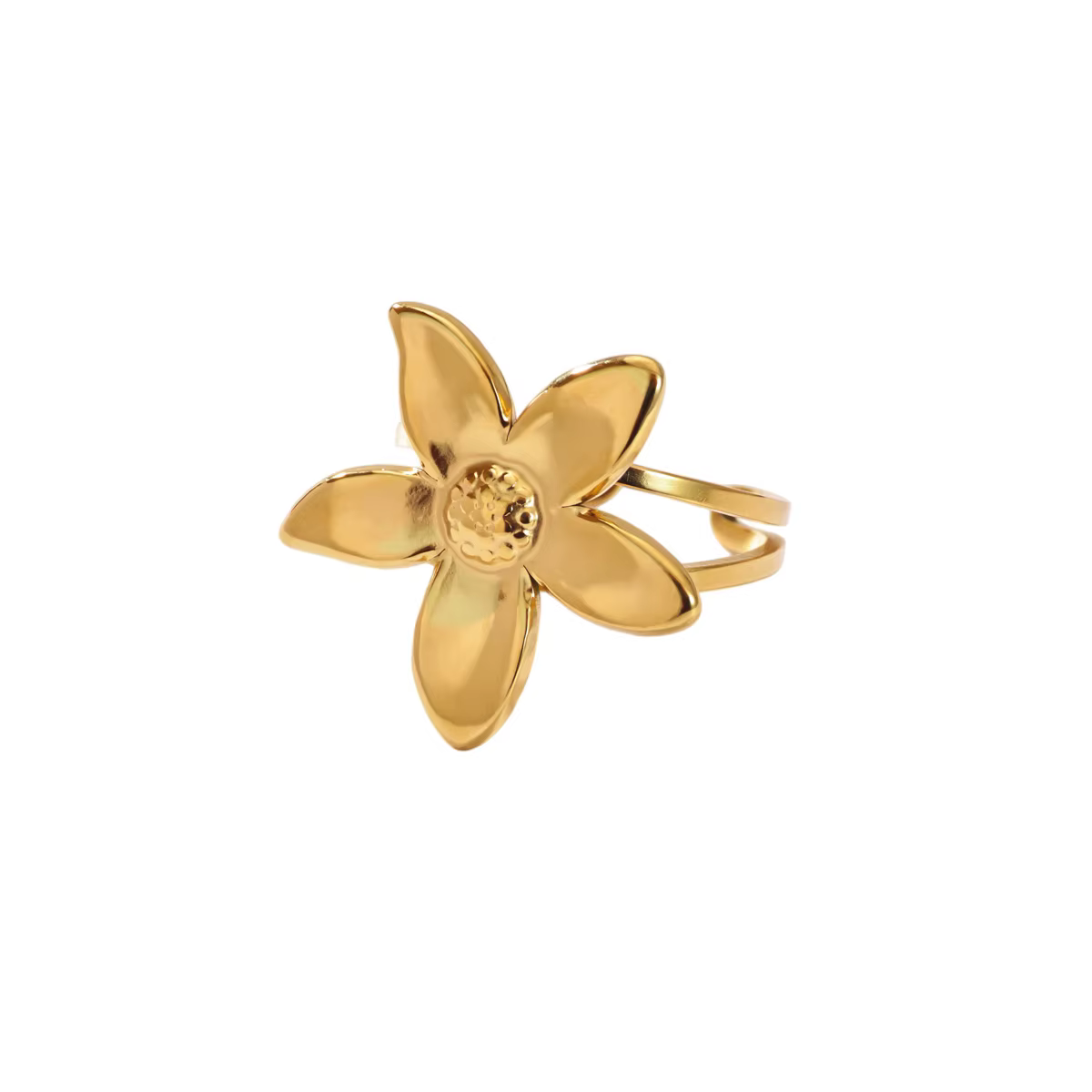 Bagues fleuries délicates pour femmes, plaquées or 18 carats, en acier inoxydable, bague fleur ouver