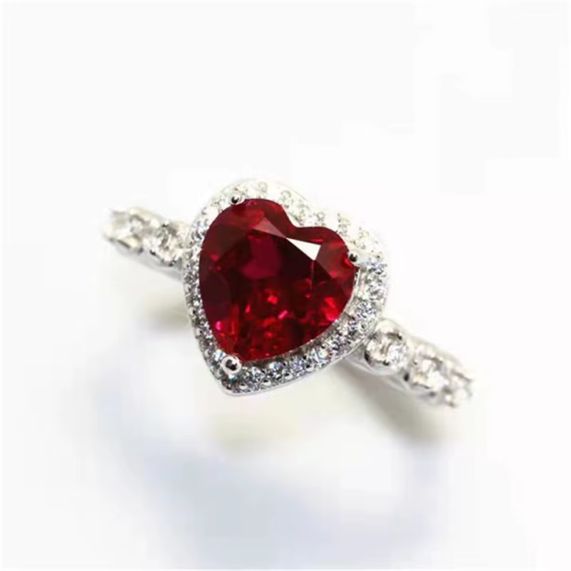 CC – ensemble de bijoux en forme de cœur rouge pour femmes, collier, boucles d'oreilles, bagues, bij