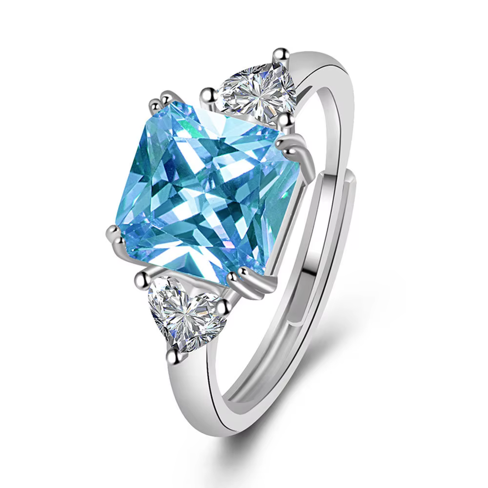 Bagues de fiançailles en argent Sterling 925 et Zircon bleu pour femmes, bijoux fins de luxe élégant
