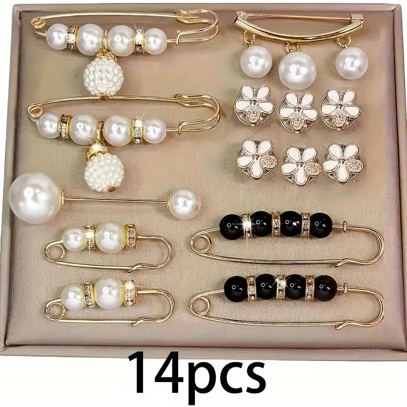 Ensemble de broches élégantes en fausses perles, alliage et plastique, forme irrégulière, adaptées a