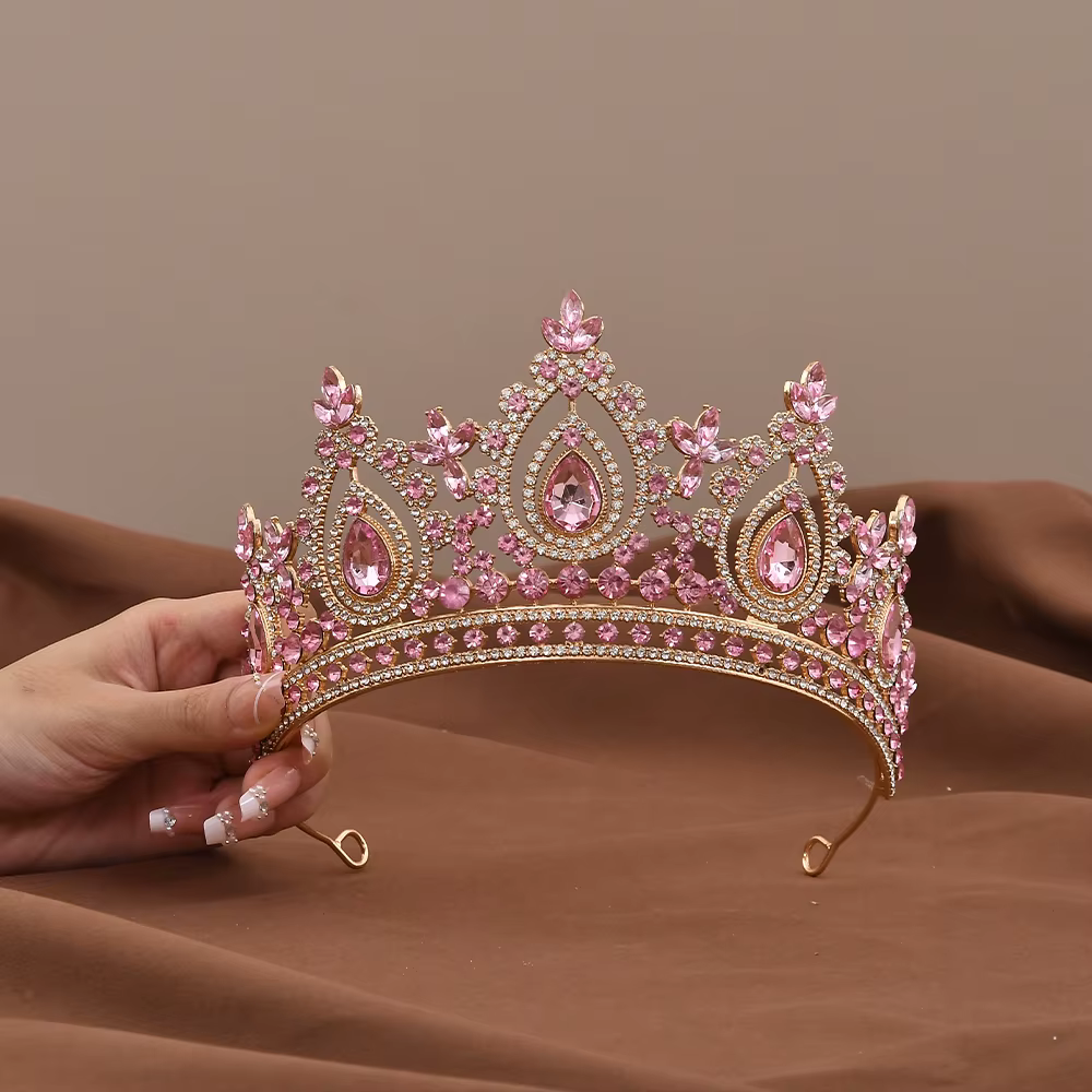 Couronne de mariage de reine royale en cristal baroque de luxe, diadèmes en biscuits, diadème de mar
