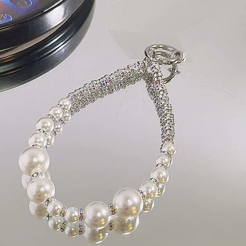 Perle brillante perle sac chaîne pendentif bracelet à breloques ins téléphone lanière pour iphone ai