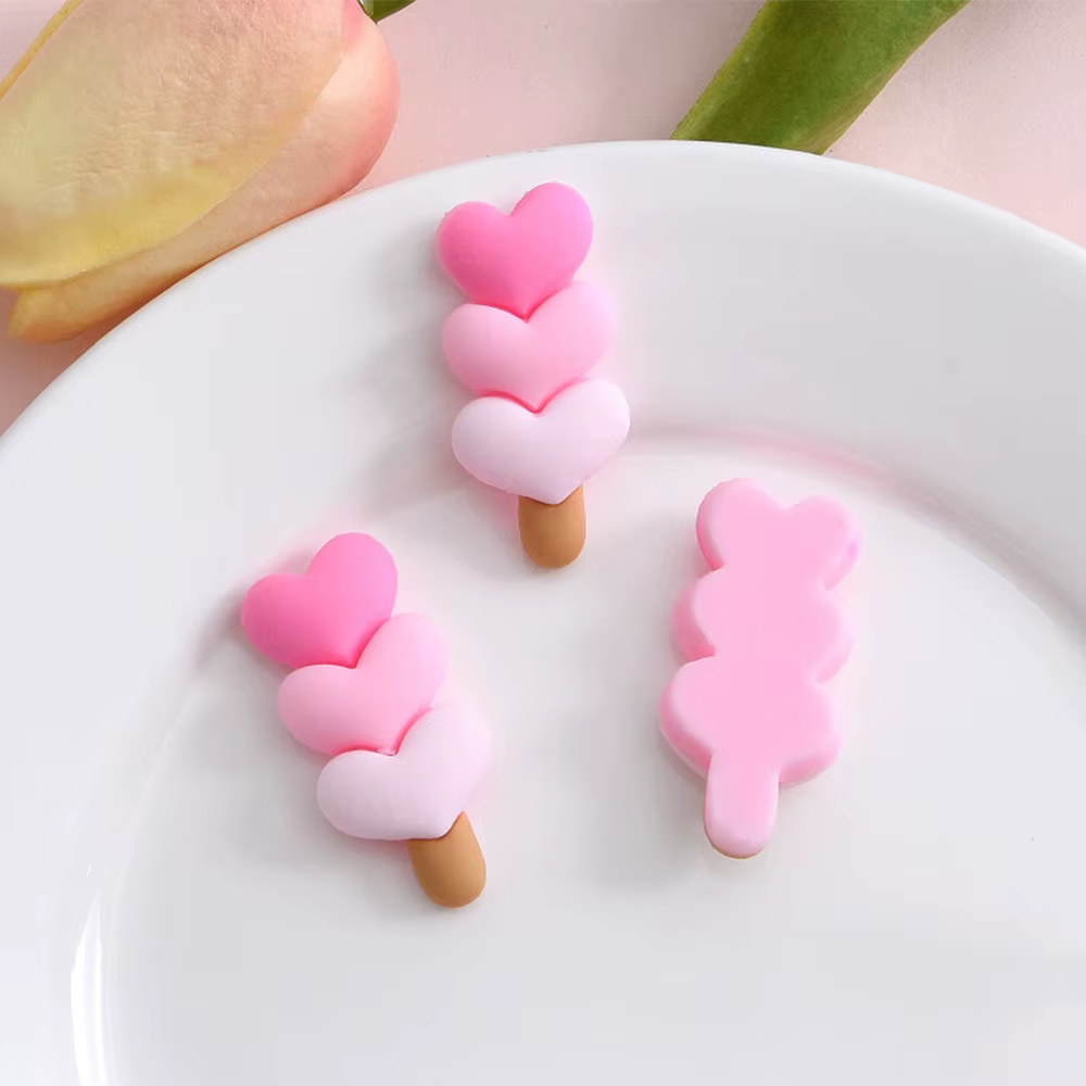 10 pièces coeur sucette série résine dos plat Cabochons pour épingle à cheveux Scrapbooking bijoux à
