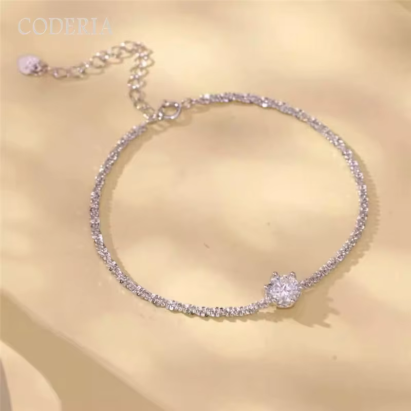 Bracelet Moissanite plaqué or 18 carats pour femme, 6 griffes, 1 carat, argent regardé 925, bracelet