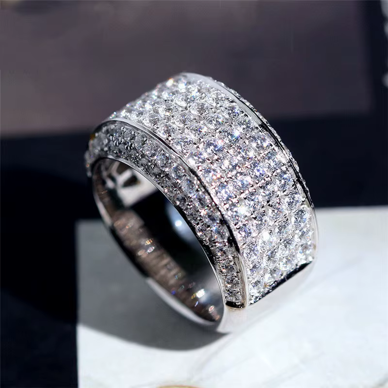 Bagues d'éternité de mariage en argent regardé 925 pour hommes, bague de fiançailles de luxe, crista