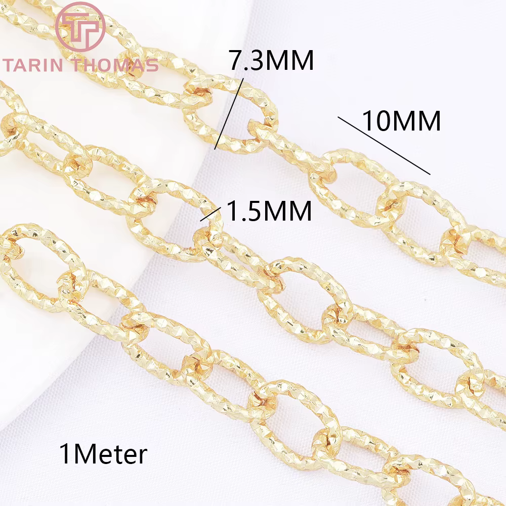 (10061) 18K couleur or alliage de laiton circulaire elliptique collier chaînes sac chaîne de haute q