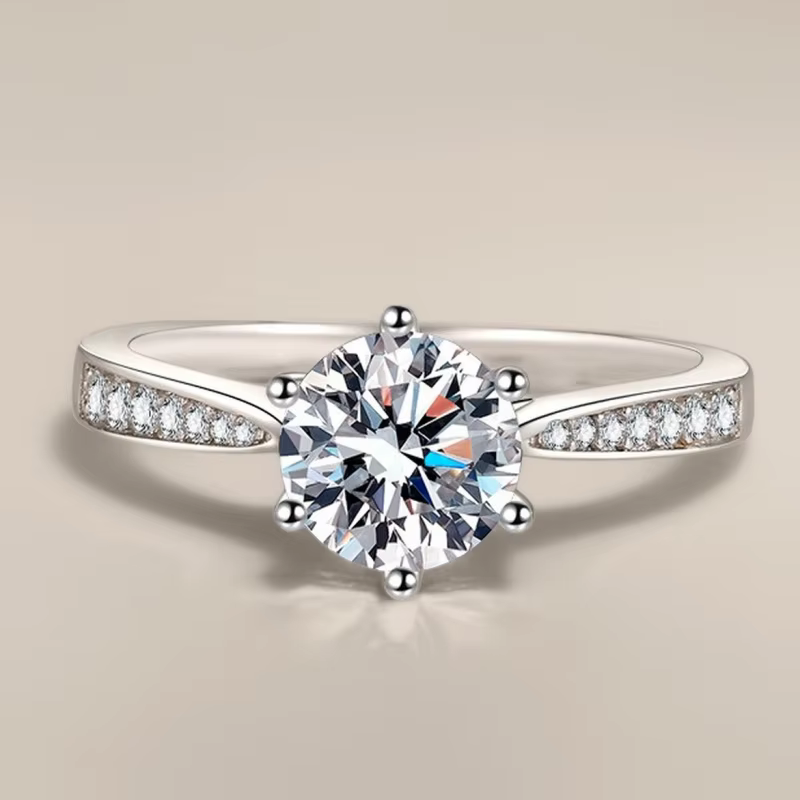 Bague en argent sterling 925 avec moissanite D VVS1 1ct pour femme, bijoux simples pour fiançailles,