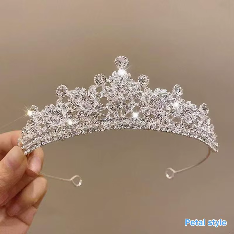 Diadème de Mariée en Cristal Argenté, Couronne de Mariage, Voile et Accessoires de Cheveux, Bijoux d