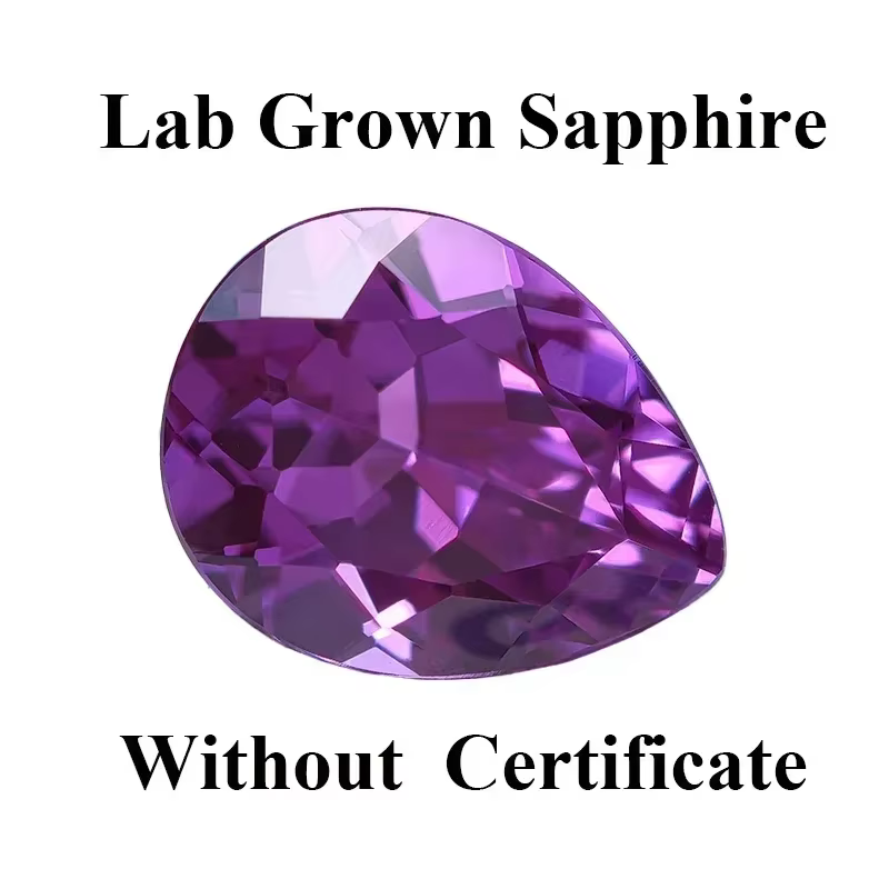 Saphir de laboratoire rouge violacé taille poire pour la fabrication de bijoux DIY, matériaux princi
