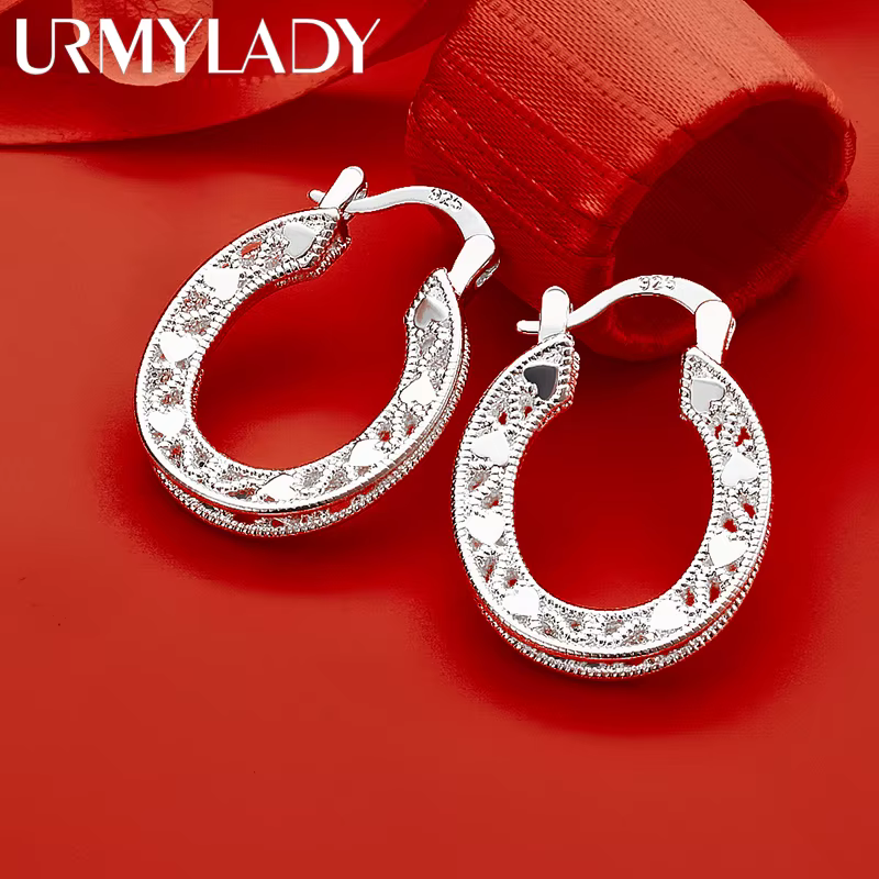 URMYLADY Boucles d'oreilles à clip en argent sterling 925, élégantes et sculptées, pour femmes, bijo