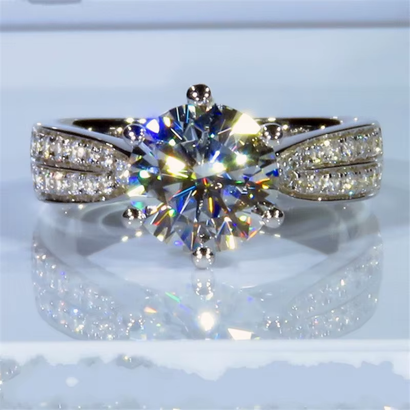 Solitaire – bague diamant de laboratoire en or blanc 3ct pour femme, anneau de mariage de fiançaille