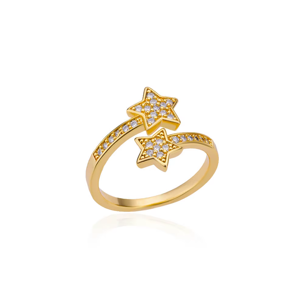 Bagues Double étoile en Zircon pour femmes et filles, en acier inoxydable, couleur or y2k, nouvelle 