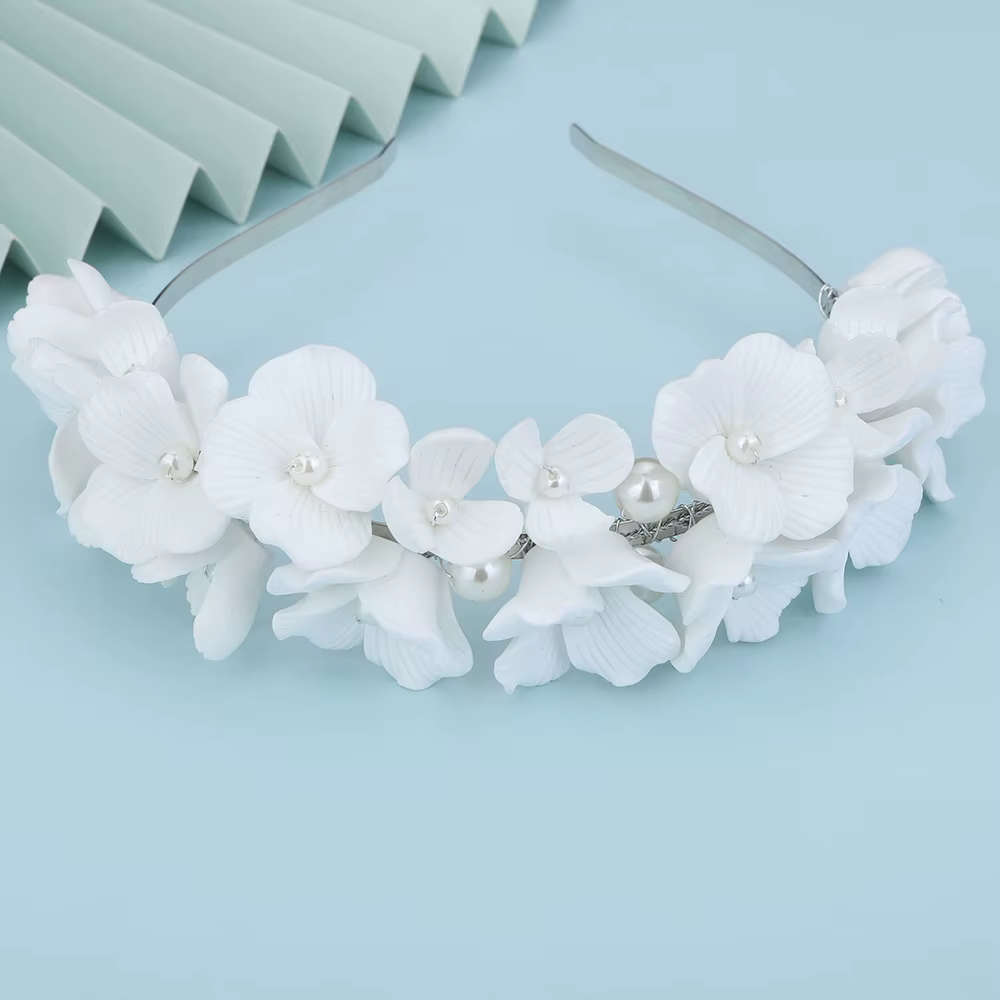 MIMIOR – accessoires de cheveux de mariée faits à la main, couronne de fleurs blanche, grande et pet