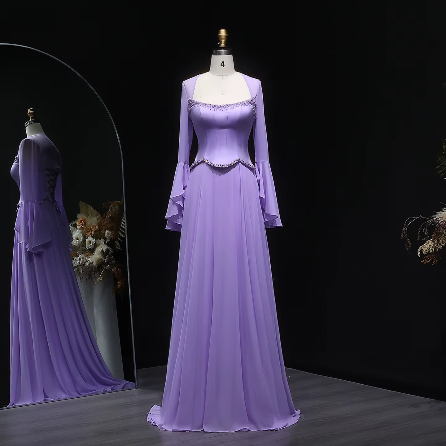 Sharon Said – robe de soirée élégante lilas, deux pièces, manches évasées, pour femmes, robe de bal 
