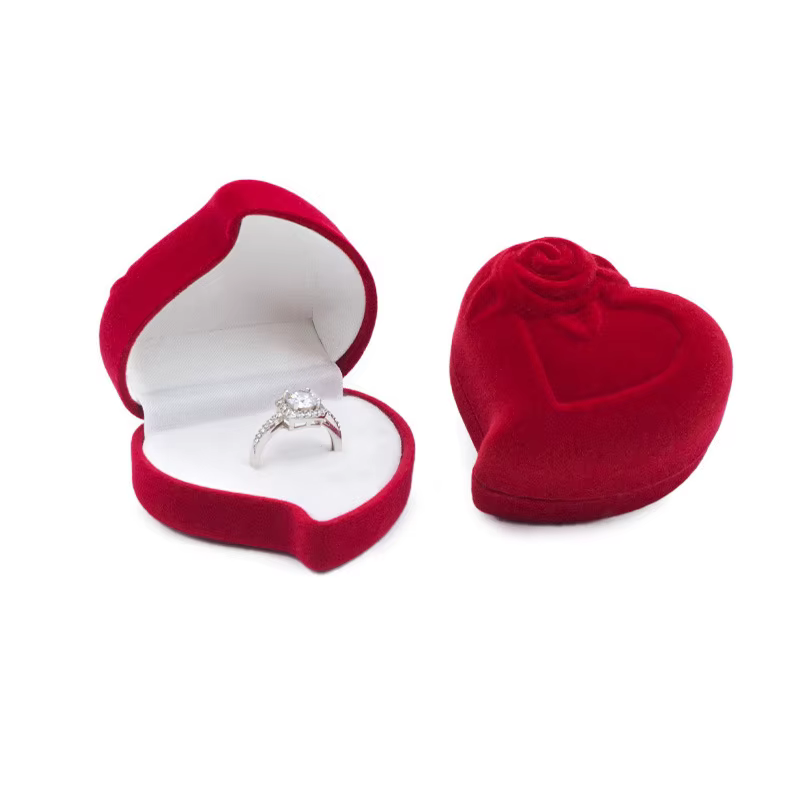 Boîte à bagues de mariage de luxe en forme de cœur, présentoir de bijoux, boîte de rangement de fian