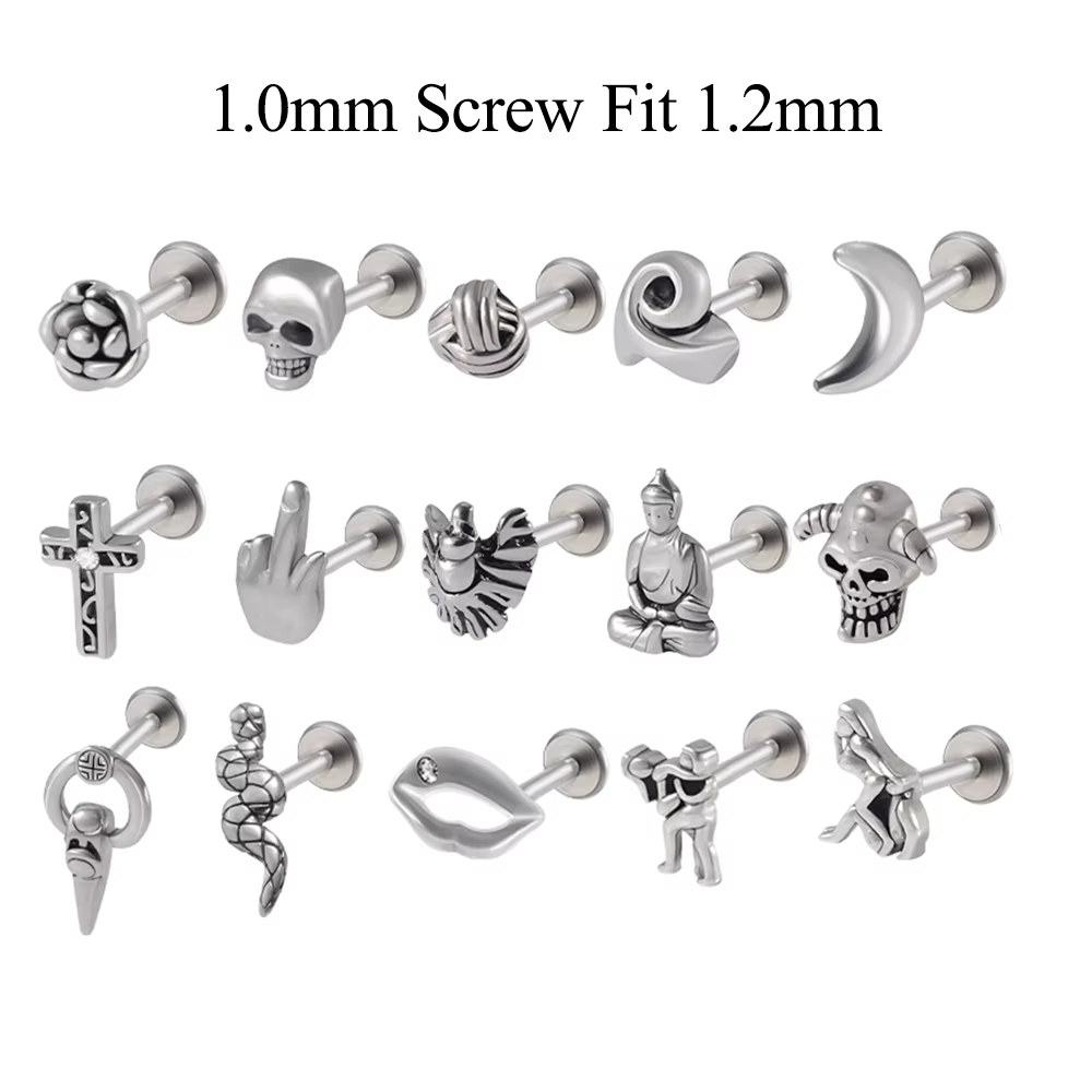 Gros acier chirurgical couleur or plaqué Labret cristal CZ Helix Tragus Cartilage clous d'oreille fi