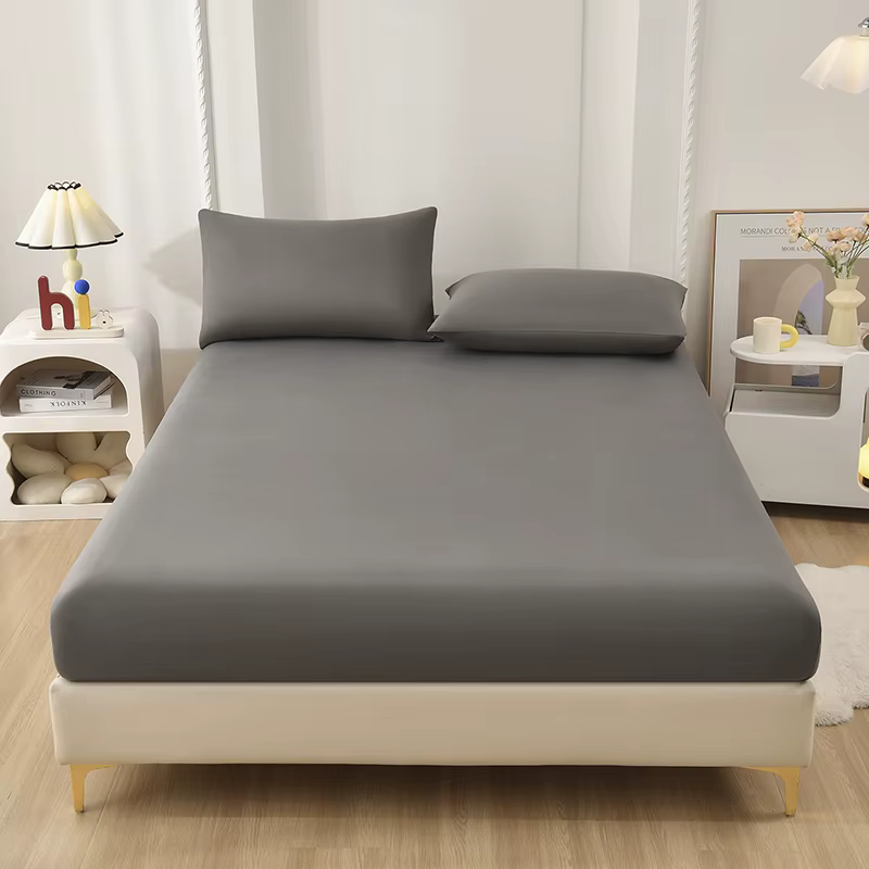 Drap-housse uni 100% polyester, doux, confortable et respirant, pour matelas de lit (sans taie d'ore