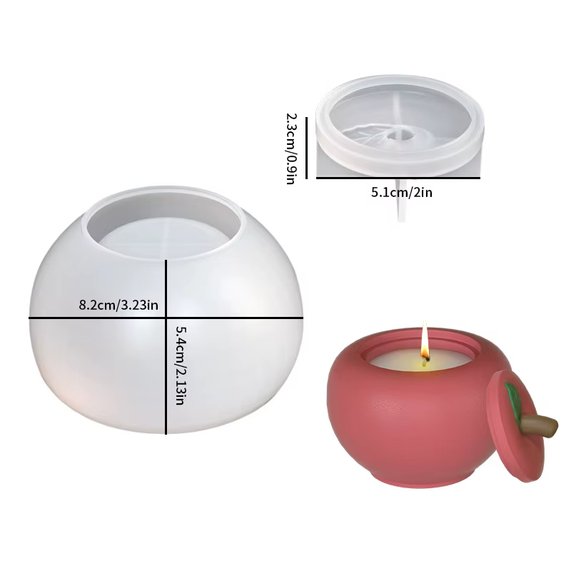 Pot de bougie en Silicone avec couvercle, pot de pomme, boîte de rangement de bijoux, moule en résin