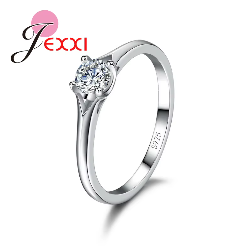 Bague de fiançailles de mariage classique pour femme, en argent Sterling 925, avec Double Design en 