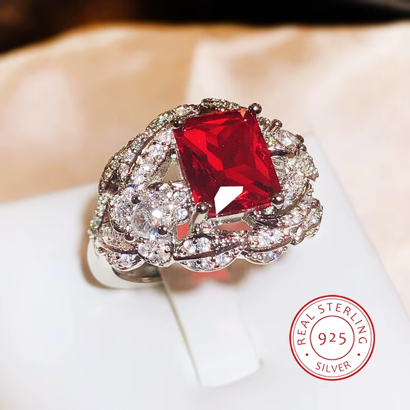 Bague plaquée argent 925 pour femme, belle bague en forme de cuir chevelu, bague de fiançailles et d