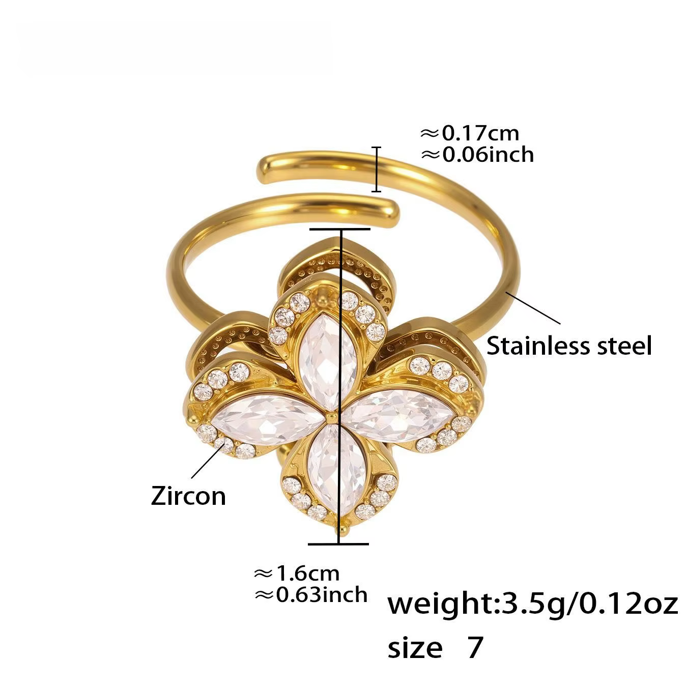 Collier et boucles d'oreilles à fleurs en zircone rotative pour femme, ensemble en acier inoxydable
