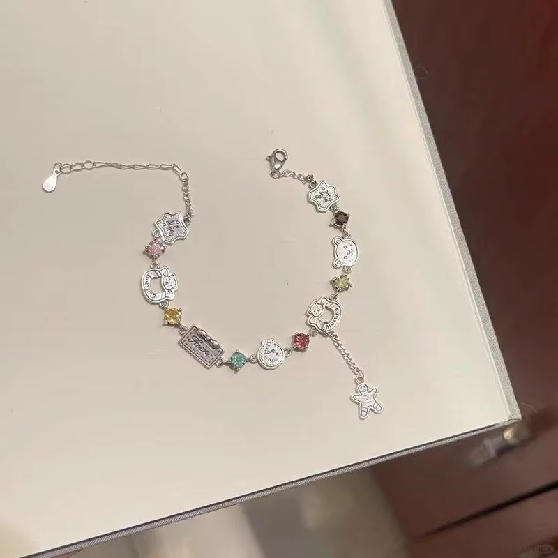 Bracelet ours en pain d'épice en diamant coloré, mignon, exquis, polyvalent, bijoux de grande valeur
