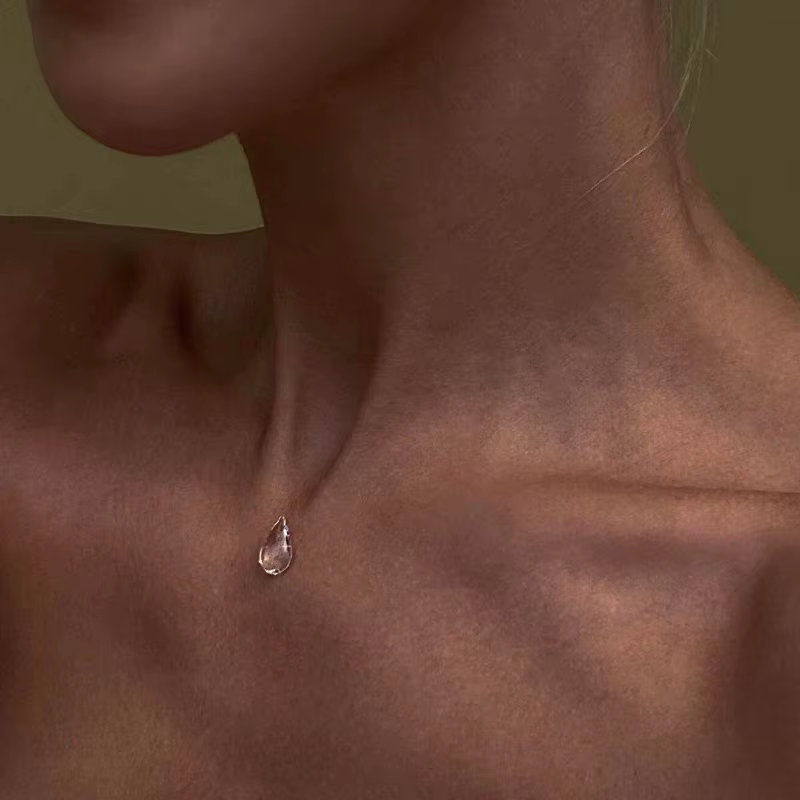 Collier goutte d'eau Transparent, boucles d'oreilles goutte de pluie, minimaliste, goutte de rosée t