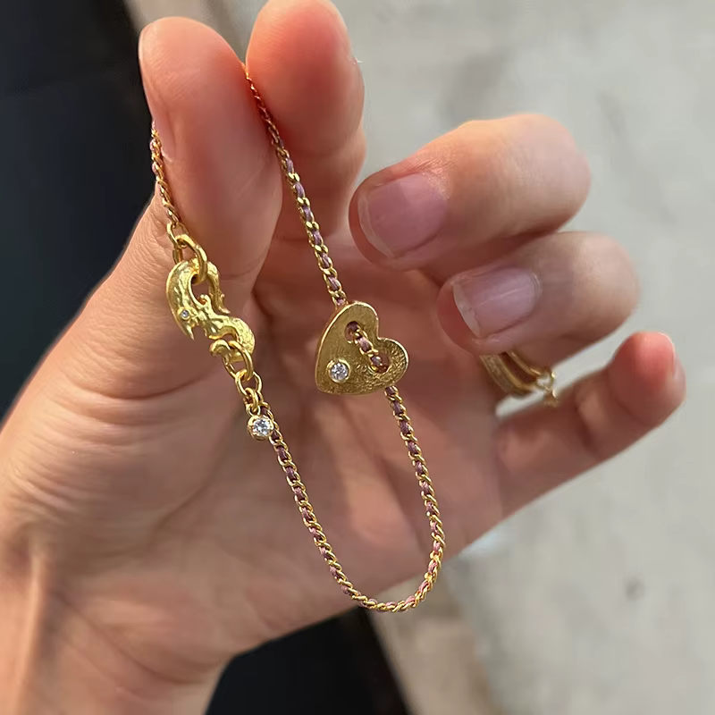 Nouveaux bracelets en corde tressée en forme de cœur, style hip-hop tendance, bijoux de luxe légers,