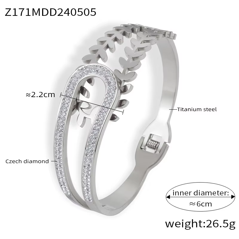 Nouveau bracelet en acier inoxydable plaqué or pour femme, creux, luxueux, avec strass, personnalisé