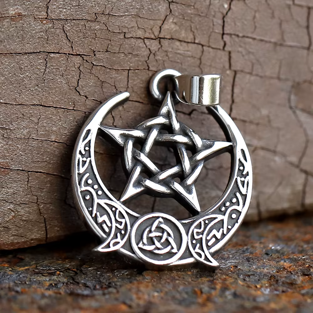 Collier pendentif croix celtique de sorcière Viking avec nœud, Rune en acier inoxydable 316L, chaîne