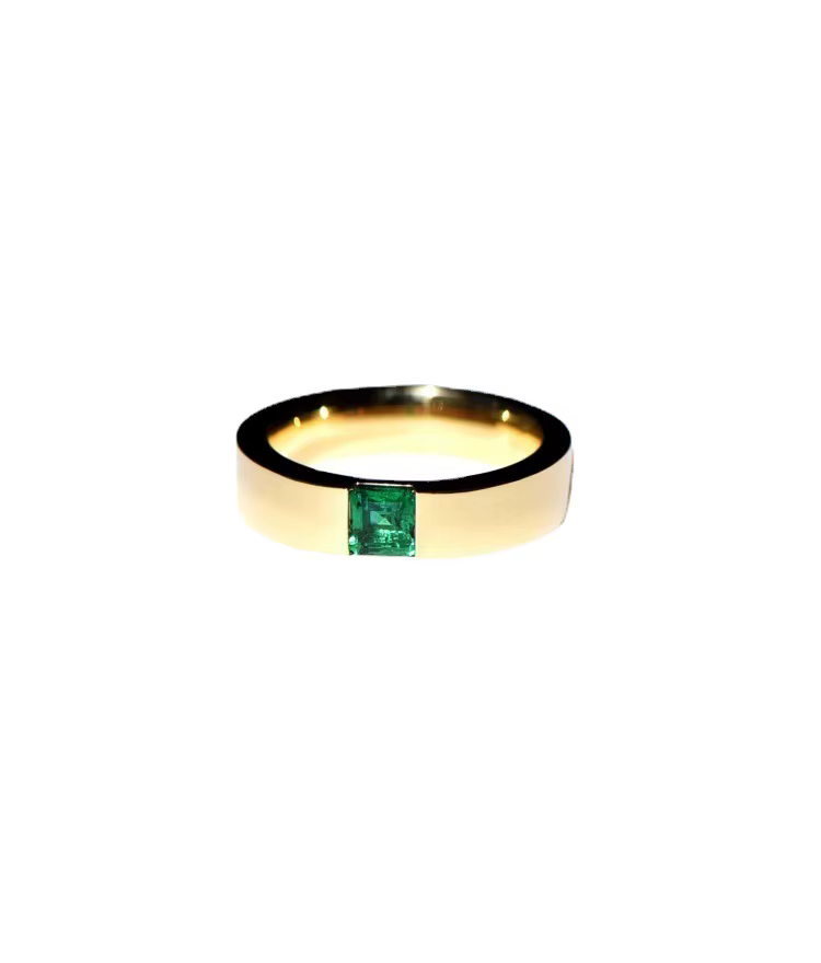 Bague émeraude en pierres précieuses naturelles, couleur or incrustée de Zircon vert, bagues en acie