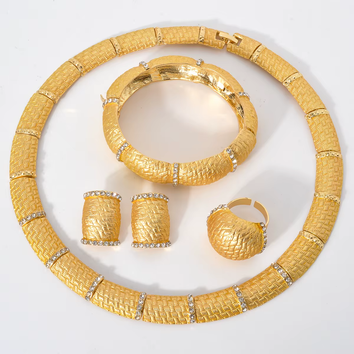 Zea51-Bijoux de mariage italiens en or 18 carats, collier de documents de luxe, boucles d'oreilles, 