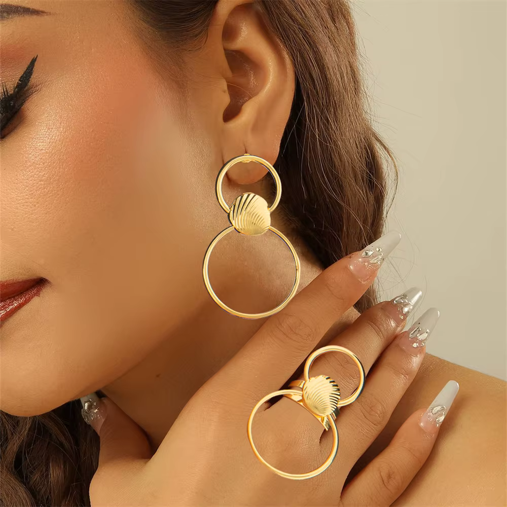 Boucles d'Oreilles de Luxe avec Bague, Ensemble de Bijoux pour ix, réinitialisation de Document en O