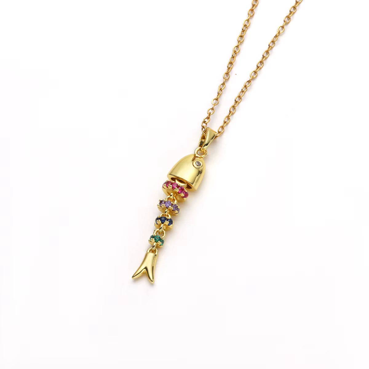 Collier avec pendentif poisson en Zircon coloré scintillant pour femmes, chaîne en acier inoxydable,