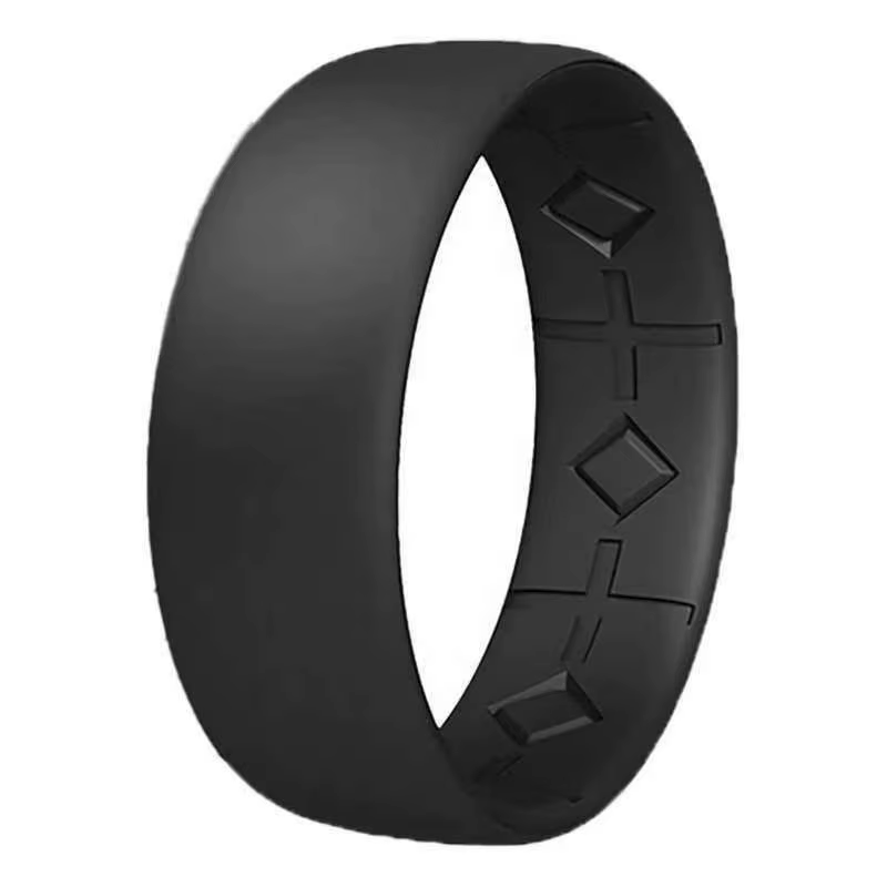 Anneau minimaliste en Silicone noir pour hommes, 1 pièce, hypoallergénique, respirant, sportif, cade