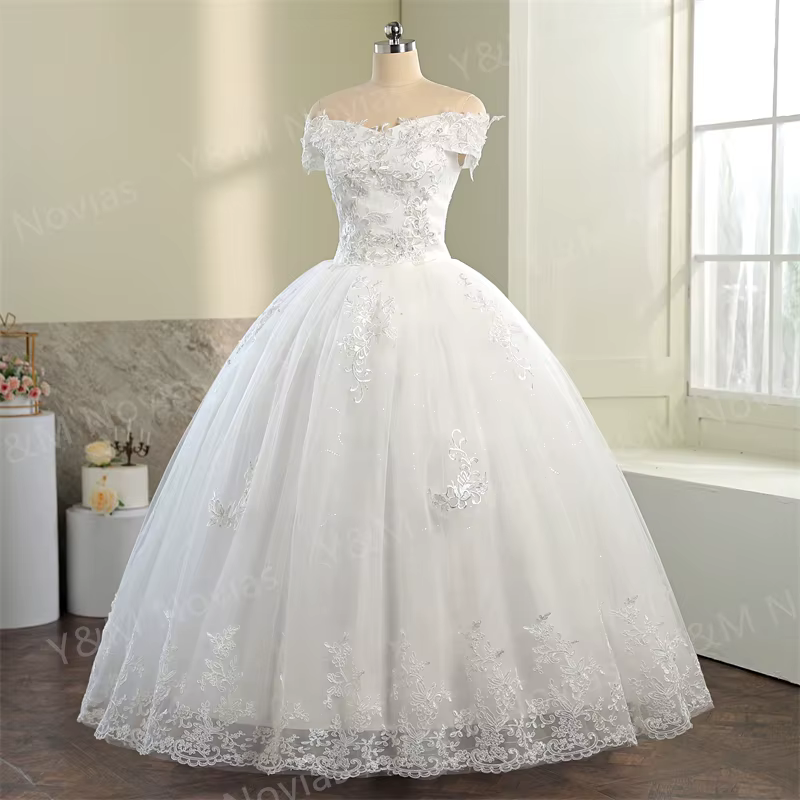 Y & M Novias pas cher épaules dénudées robe De Noiva ivoire robe De mariée 2026 nouveau Style person