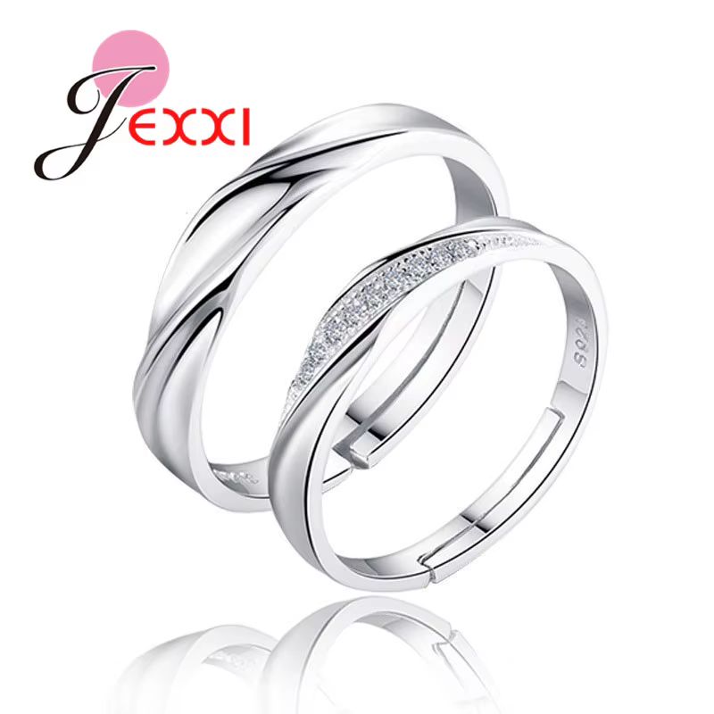 Bagues de couple en argent regardé 925 pour hommes et femmes, bijoux de mode classiques, matiques ré