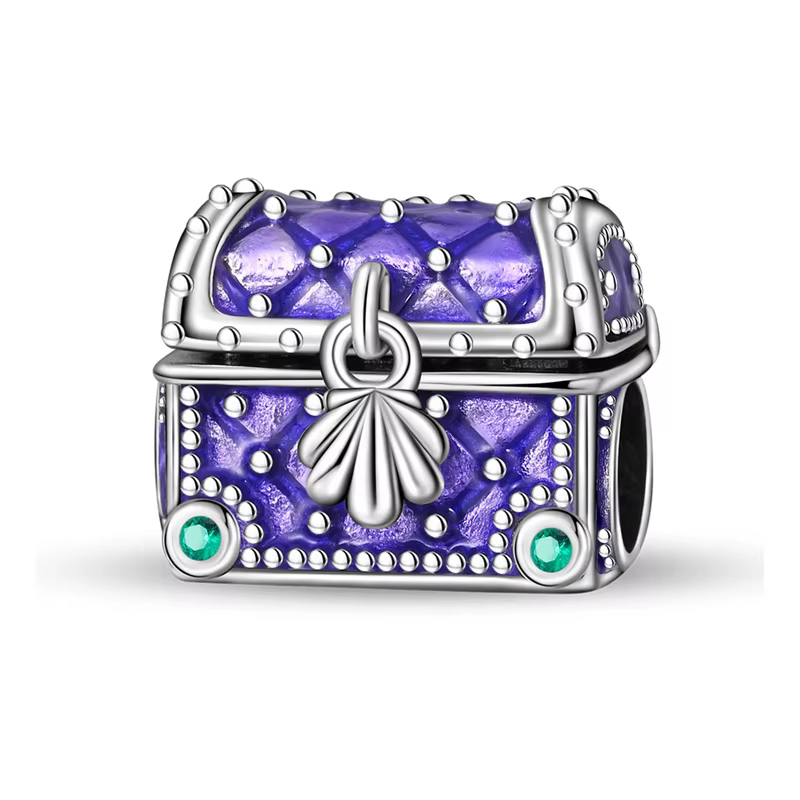 Breloques en argent sterling 925 en forme de boîte au trésor, compatibles avec les bracelets origina