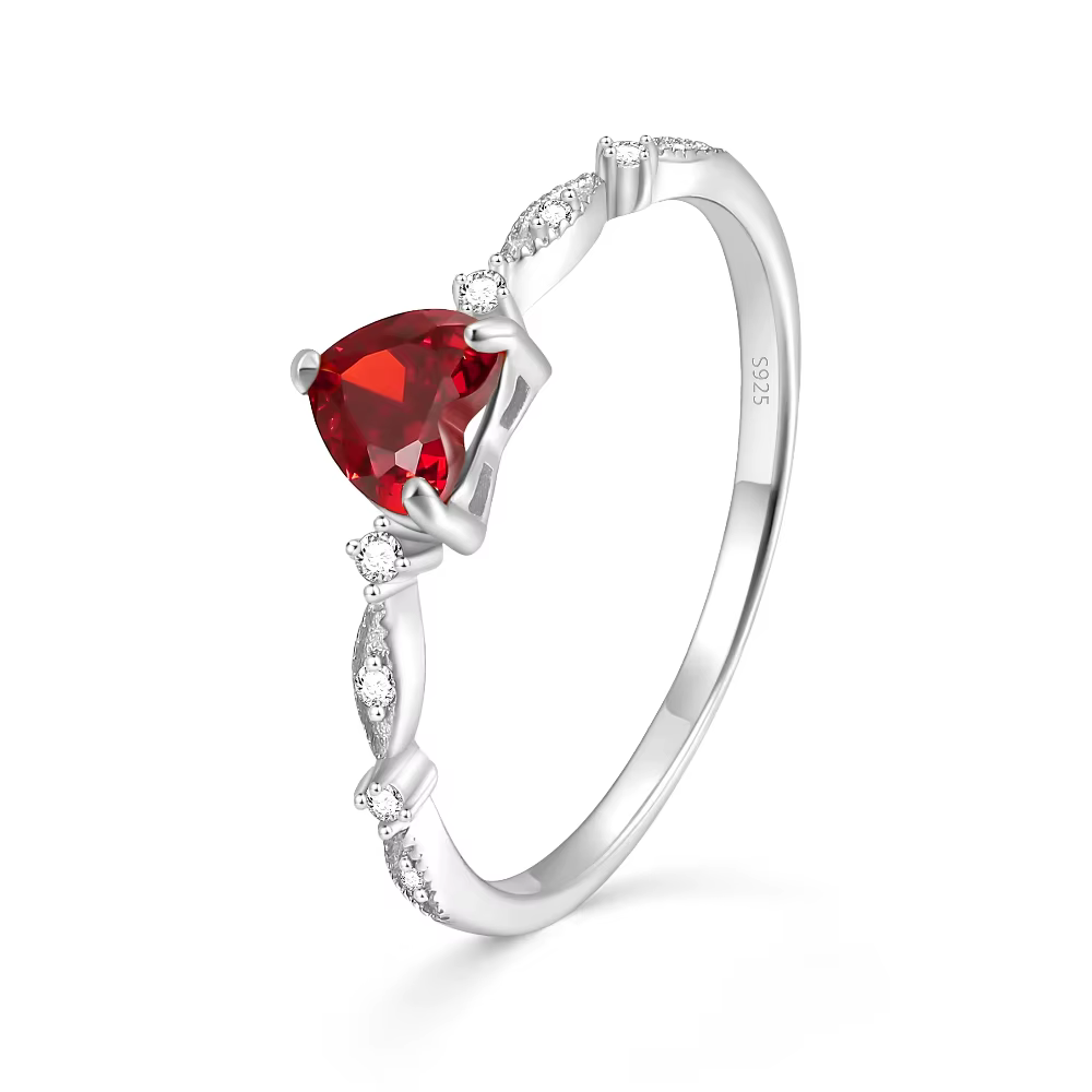 Monkton S925 argent Sterling placage 14k or rubis coeur bague femmes mode queue anneau fête bijoux a