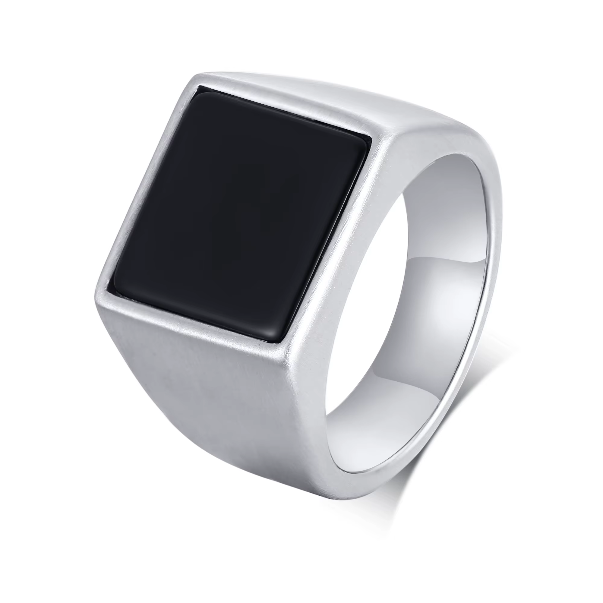 Vnox – chevalière de 14mm pour hommes, en acier inoxydable, forme géométrique avec pierre naturelle,