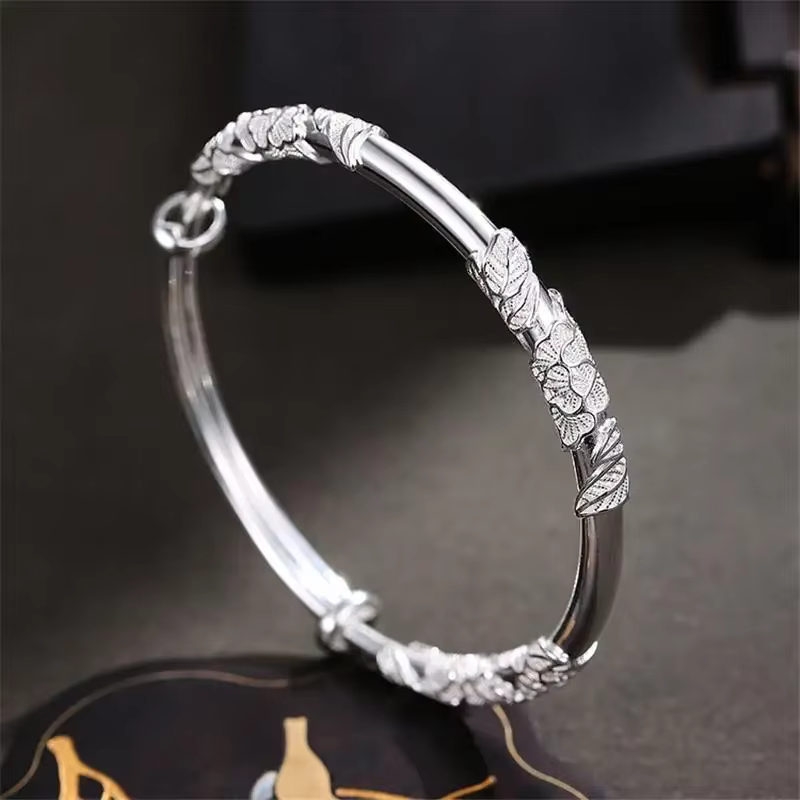 Bracelet en argent Sterling 925 pour femmes, joli bracelet à fleurs en pleine floraison, bijoux de m