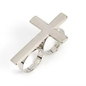 Bague Vintage Y2K Double Cercle Croisé Style Punk Personnalisée Unisexe en Cuivre Bijoux Tendance Ca