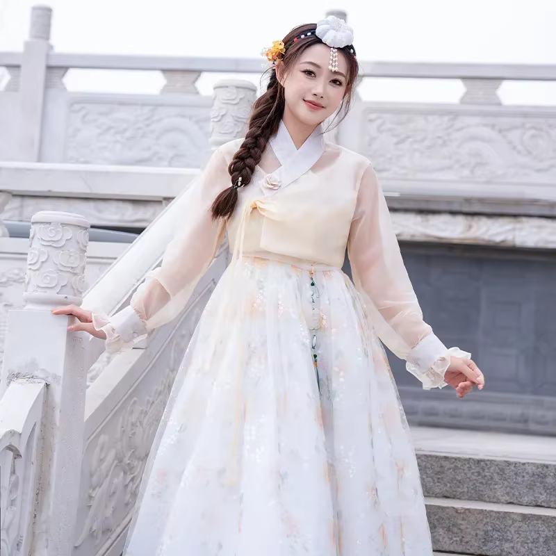 Robe Hanbok coréenne pour femmes, Costume de danse sur scène traditionnel ancien, Costume de danse p