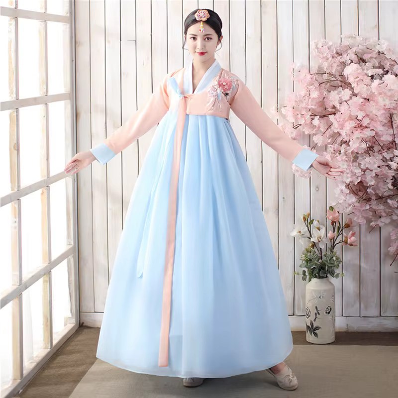Robe Hanbok coréenne pour femmes, Costume de danse sur scène traditionnel ancien, vêtements asiatiqu