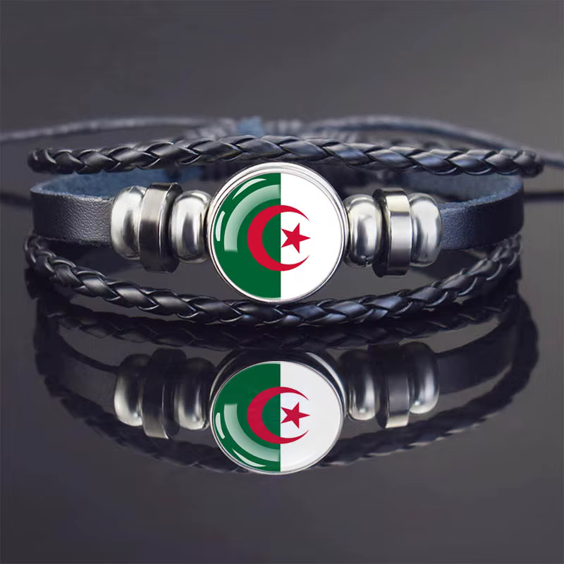 Bracelets drapeau du pays d'afrique pour hommes et femmes, algérie, soudan, tunisie, maroc, dôme en 