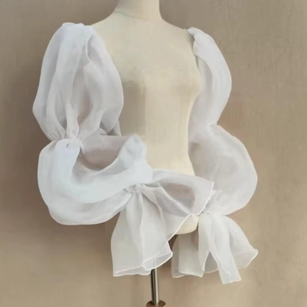 Manches bouffantes élégantes pour robe de soirée, décoration de mariée, volants, manches détachables