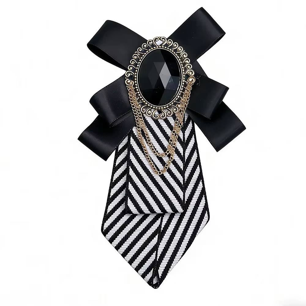 Nœud Papillon Rayé Style Britannique pour Femme, Épingle de Col de Chemise, Broche, Badge de Fête de